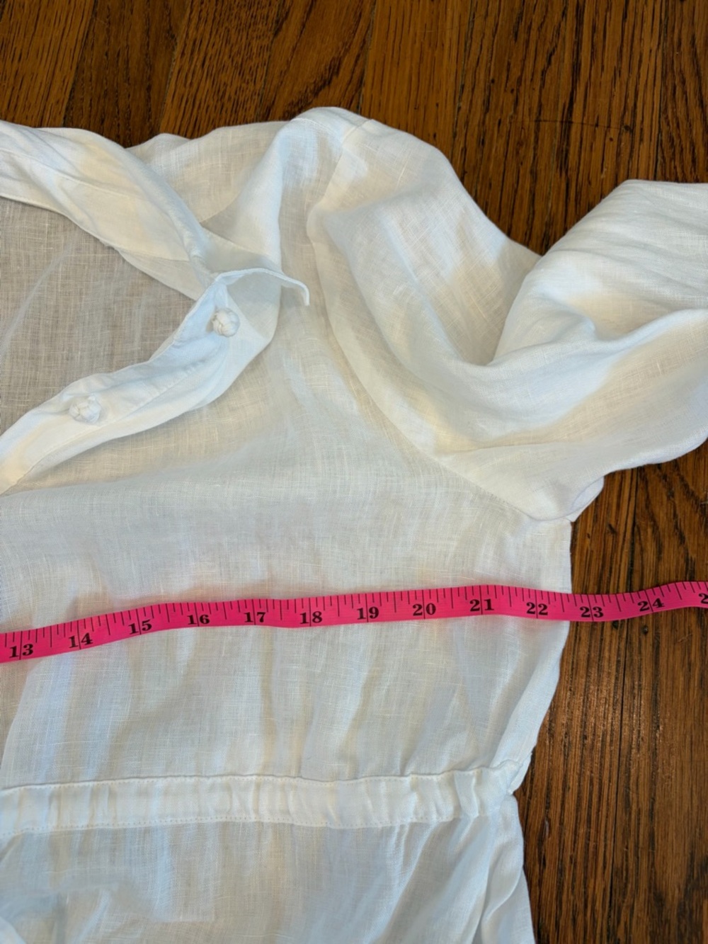 J Jill Linen White Button-Up Drawstring Tunic - women’s large - Picture 7 of 8